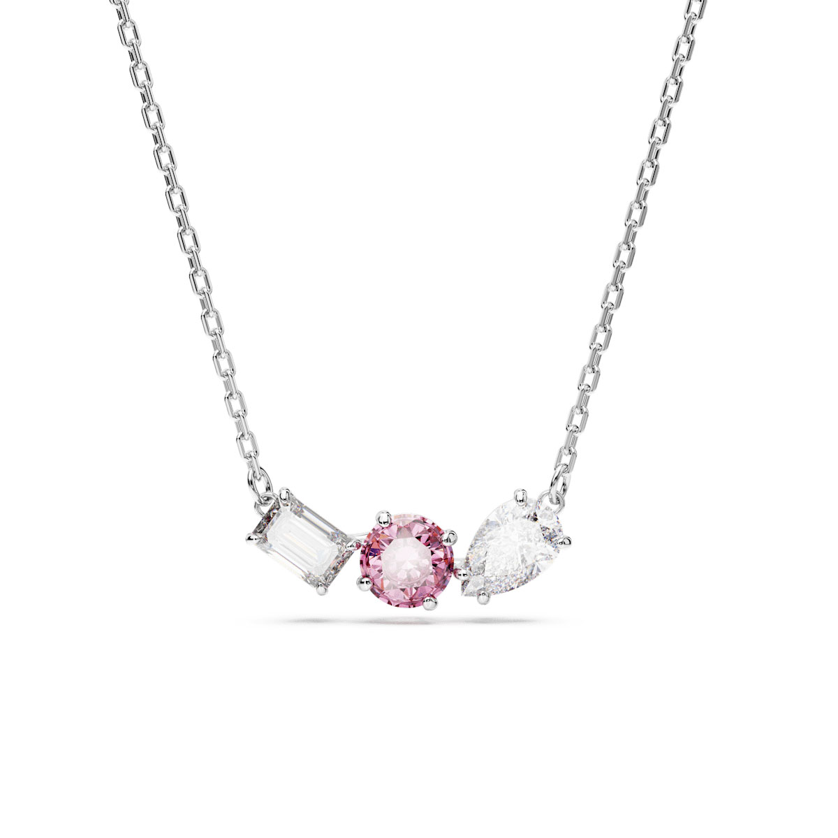 Swarovski Jewelry Mesmera Mixed Cuts Pink and Rhodium Pendant Necklace
